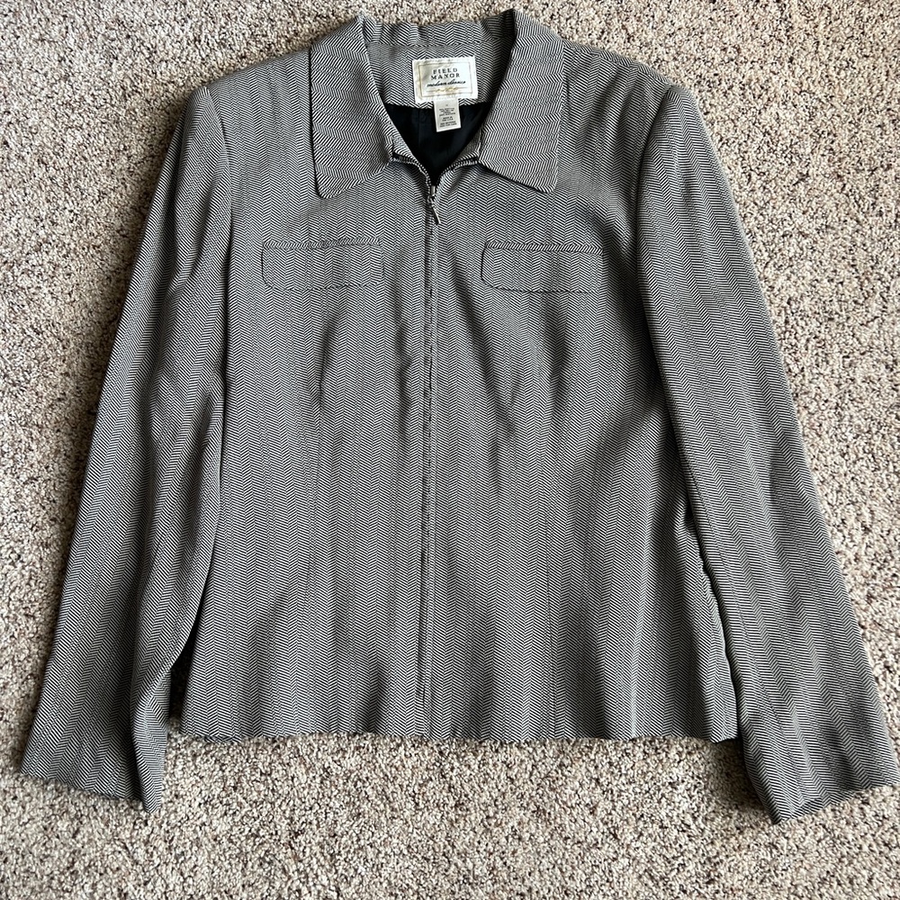 Field Manor Textured Gray Zip-Front Suit
